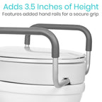 Vive Raised Toilet Seat Riser for Seniors (with Handles) - Handicap Rail