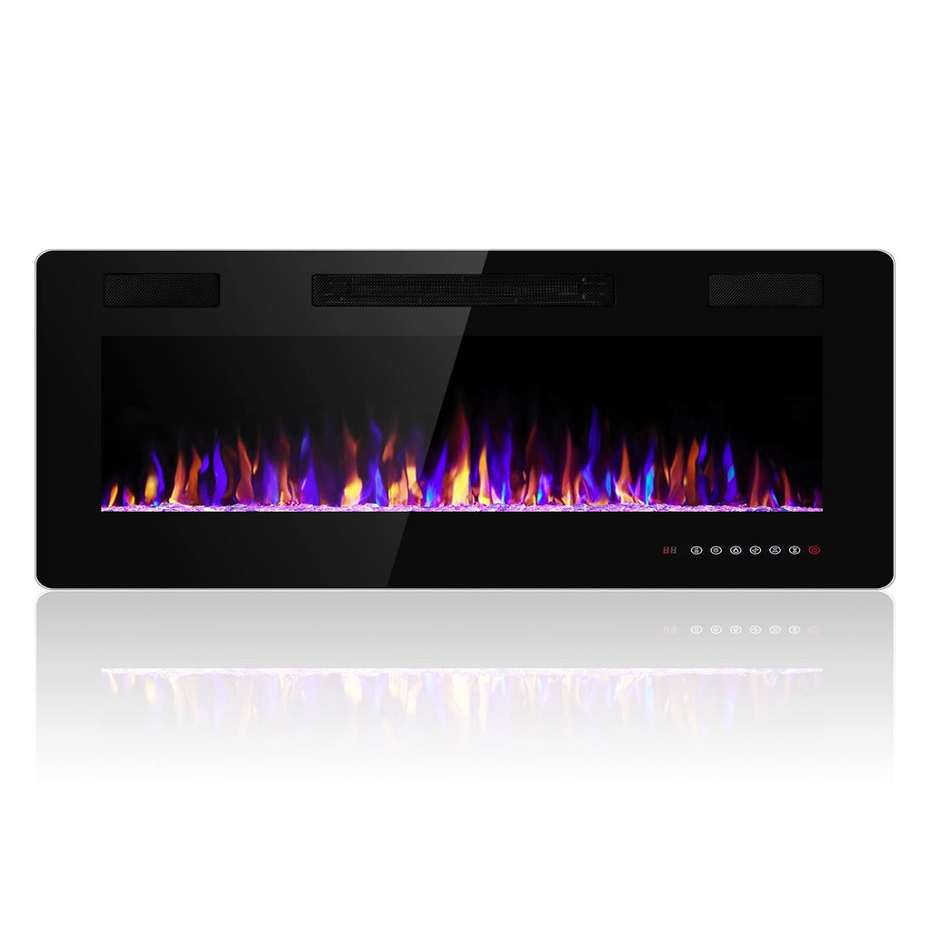 Electactic 36 Inch Electric Fireplace Insert Ultra-Thin - Recessed & Wall-Mounted Fireplace Heater with Thermostat, Adjustable Flame, Remote Control