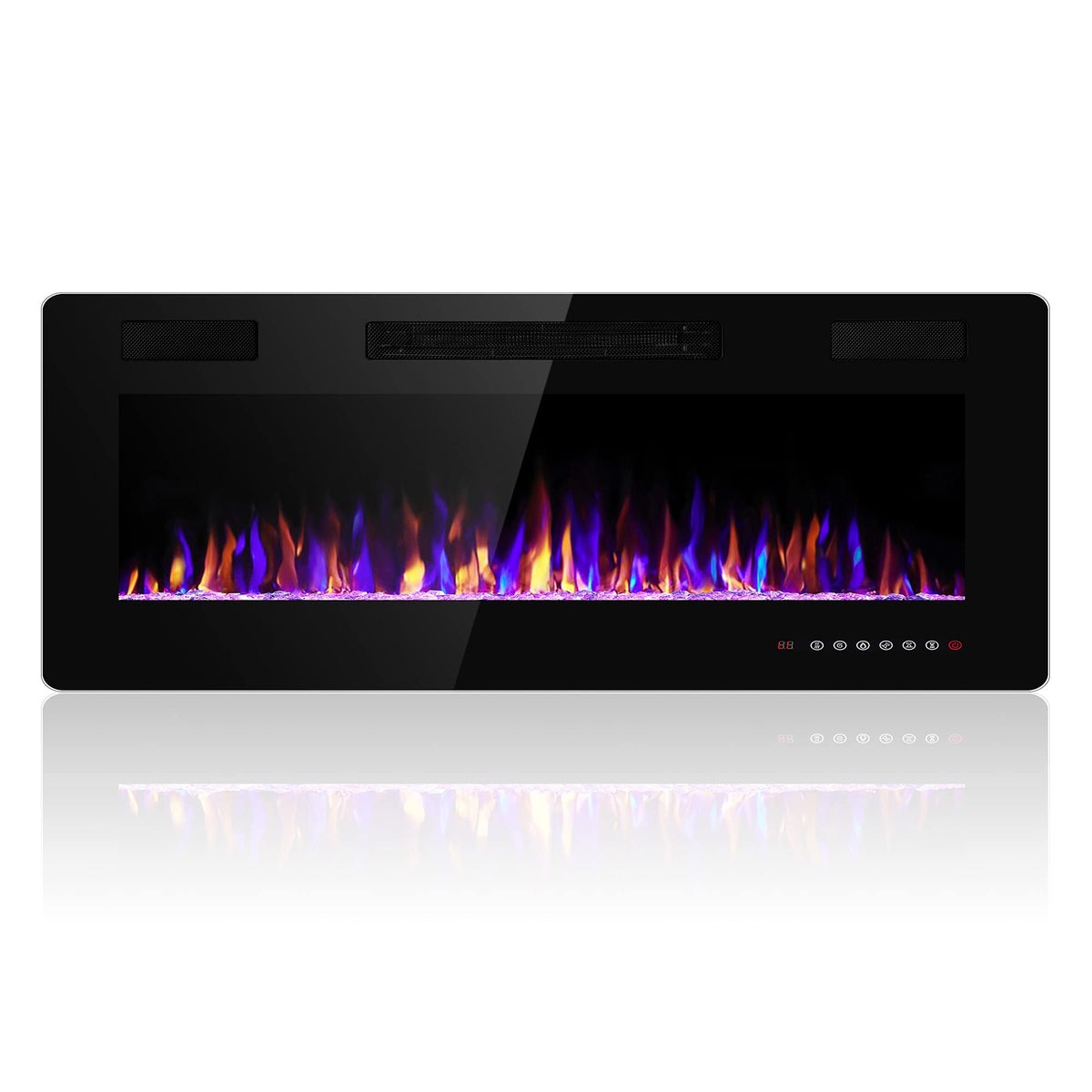 Electactic 36 Inch Electric Fireplace Insert Ultra-Thin - Recessed & Wall-Mounted Fireplace Heater with Thermostat, Adjustable Flame, Remote Control