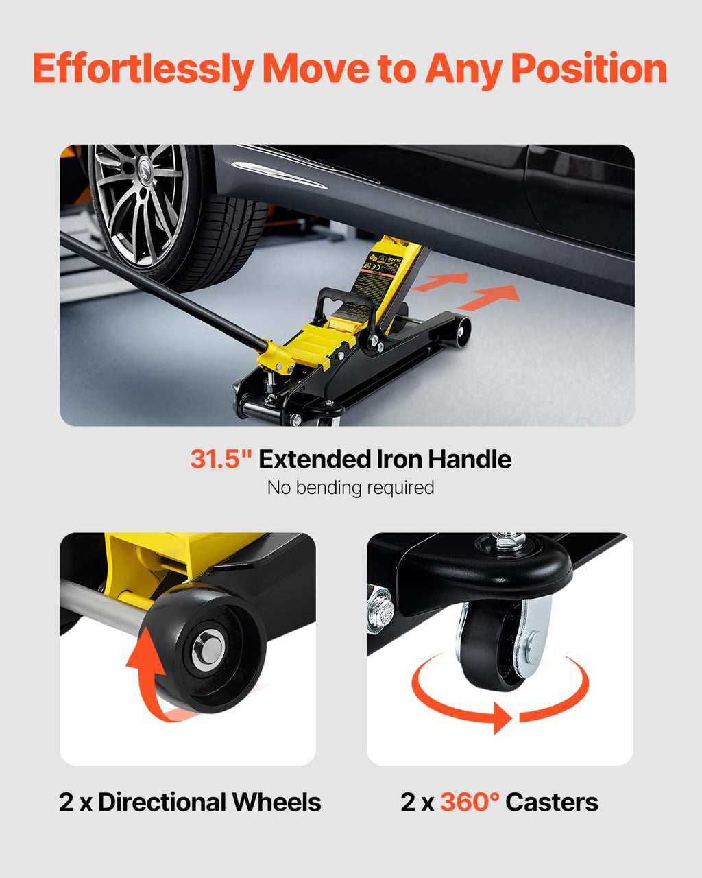 VEVOR 2.5 Ton Low Profile Heavy-Duty Steel Racing Floor Jack