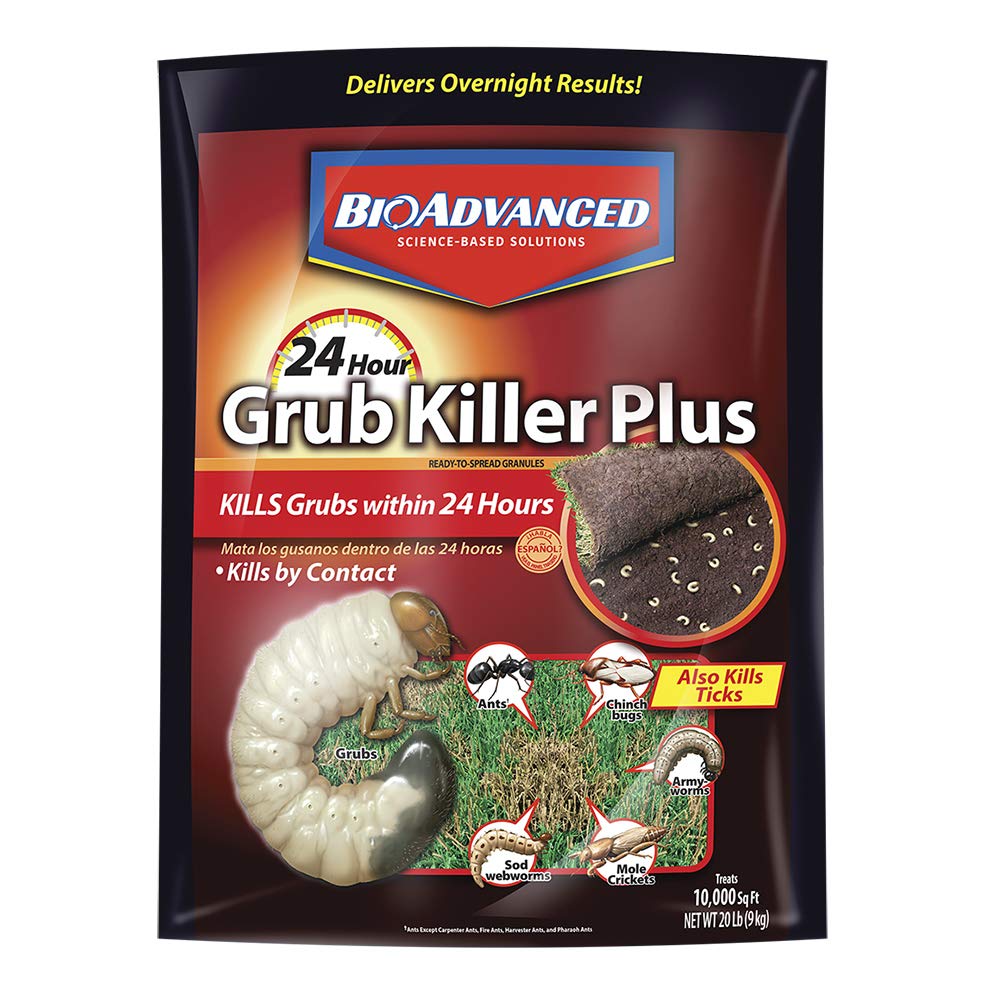 BioAdvanced 24-Hour Grub Plus Insect Killer Outdoor for Lawns, Ant, Tick, 20-Pound Ready-to-Spread Granules, Standard Bag