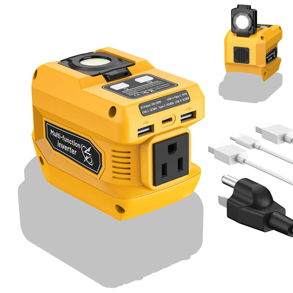 220W Power Inverter Compatible with Dewalt 20V Battery