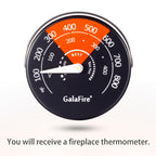 4-Blades Heat Powered Wood Stove Fan + Magnetic Thermometer, 122°F Start Non Electric Eco Fireplace Fan for Gas/Pellet/Log/Wood Burning Stoves