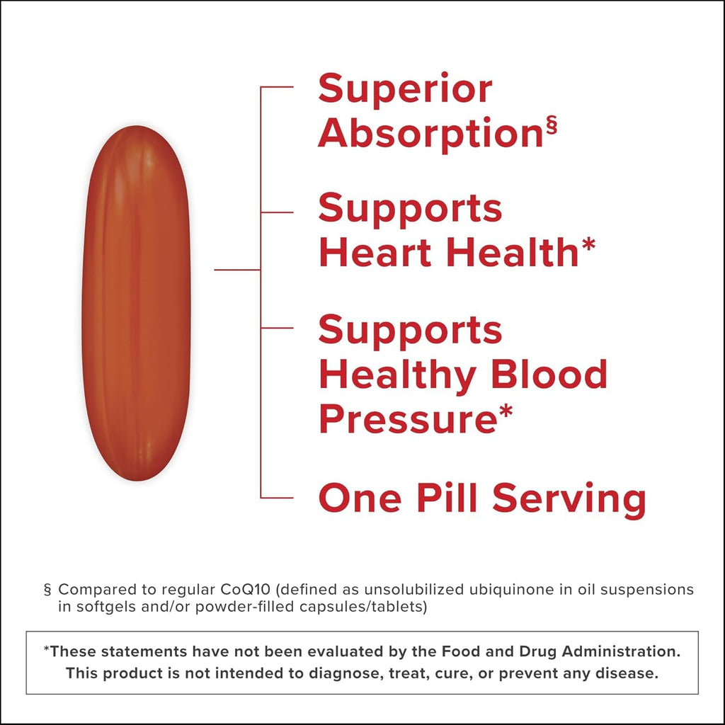 Qunol Mega Ubiquinol CoQ10 100mg, Superior Absorption, 100 Softgels