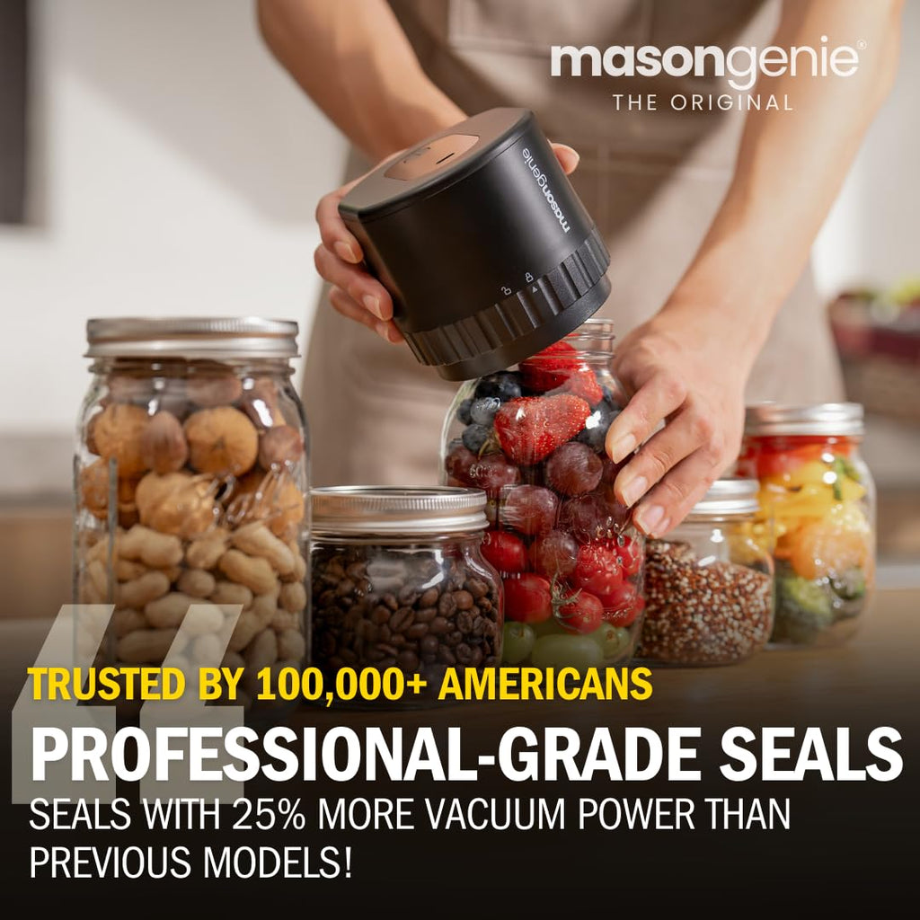 Mason Jar Vacuum Sealer Kit, Electric Vacuum Sealer for Regular Mouth and Wide Mouth Canning Jars, Fully Automated and Portable, includes 10