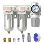3/8" NPT Air Dryer for Compressor-Air Compressor Water Separator AC3110-03,Double Air Compressor Filter,Air Pressure Regulator Combo,5 Micron Brass