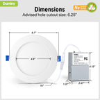 DAMINY 24 Pack 6 Inch LED Recessed Lighting, Canless Wafer Downlight