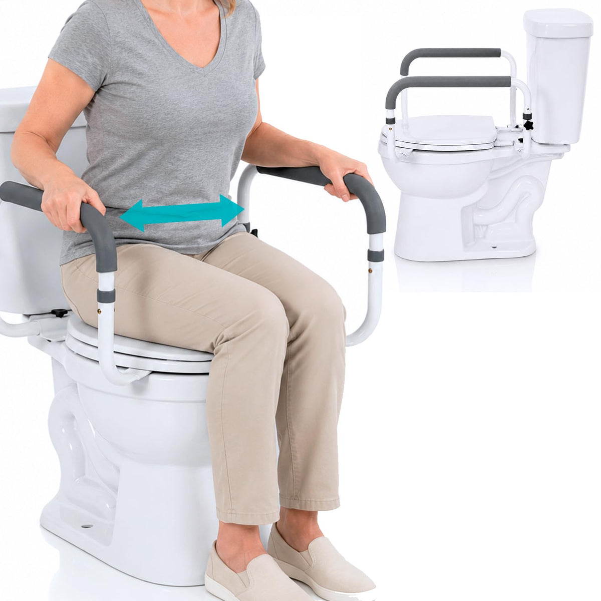 Vive Toilet Safety Rail - Adjustable Grab Bar - Compact Support Frame
