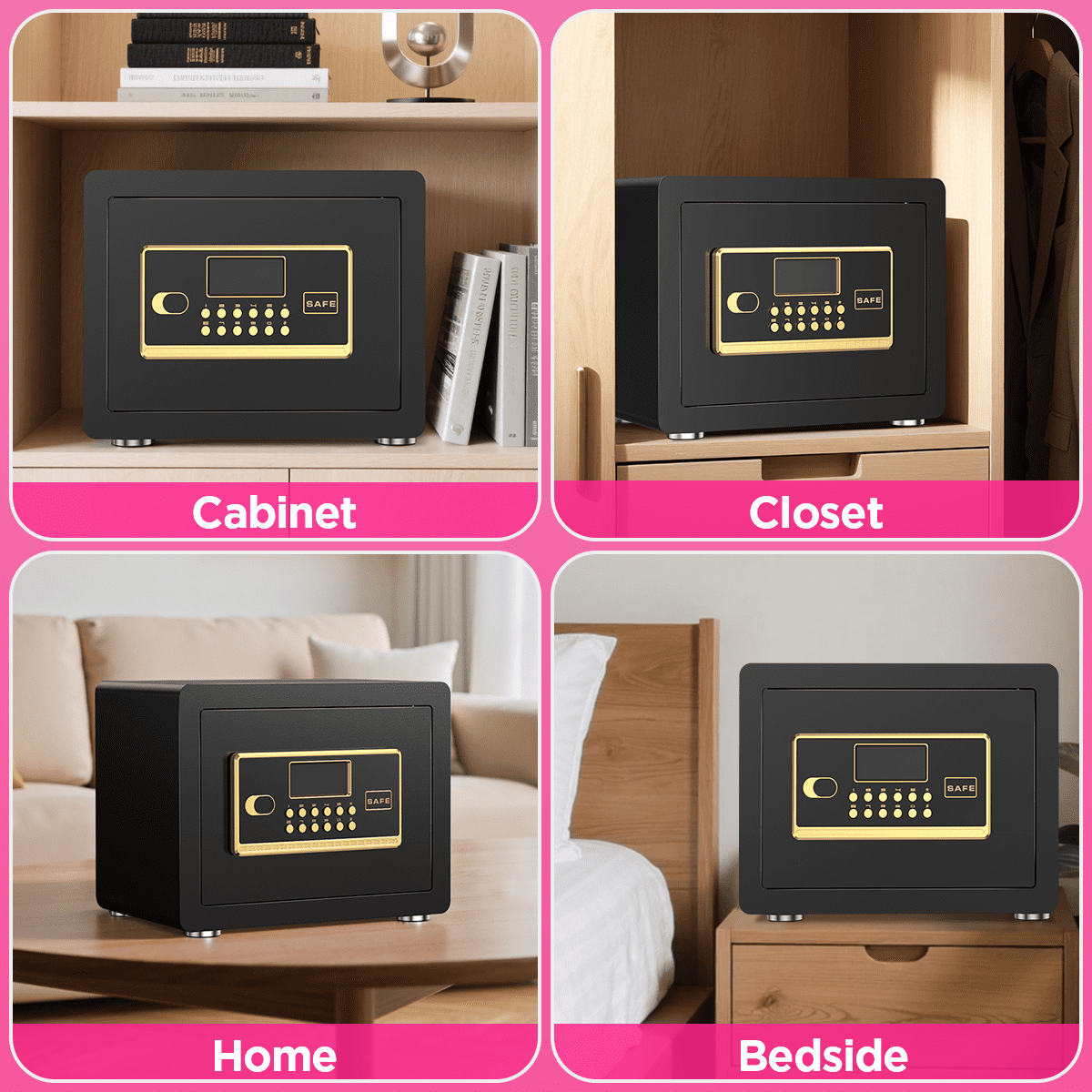 SYSENFO 1.5 Cuft Home Security Safe Box with Digital Keypad, Adjustable Shelf, Fireproof & Waterproof Bag