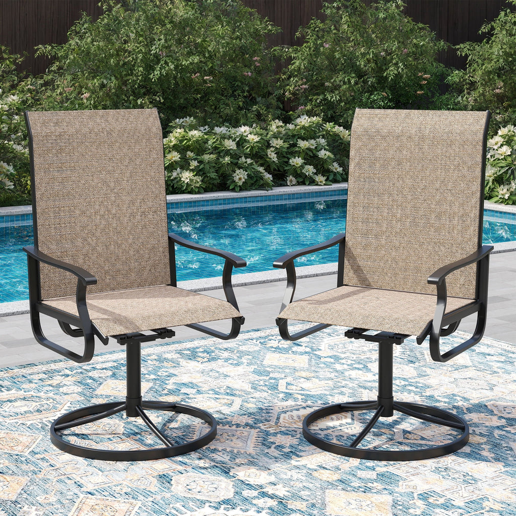 ELPOSUN Patio Swivel Chairs Set of 2, Outdoor Dining Chairs High Back All Weather Breathable Textilene Outdoor Swivel Chairs with Metal Rocking Frame