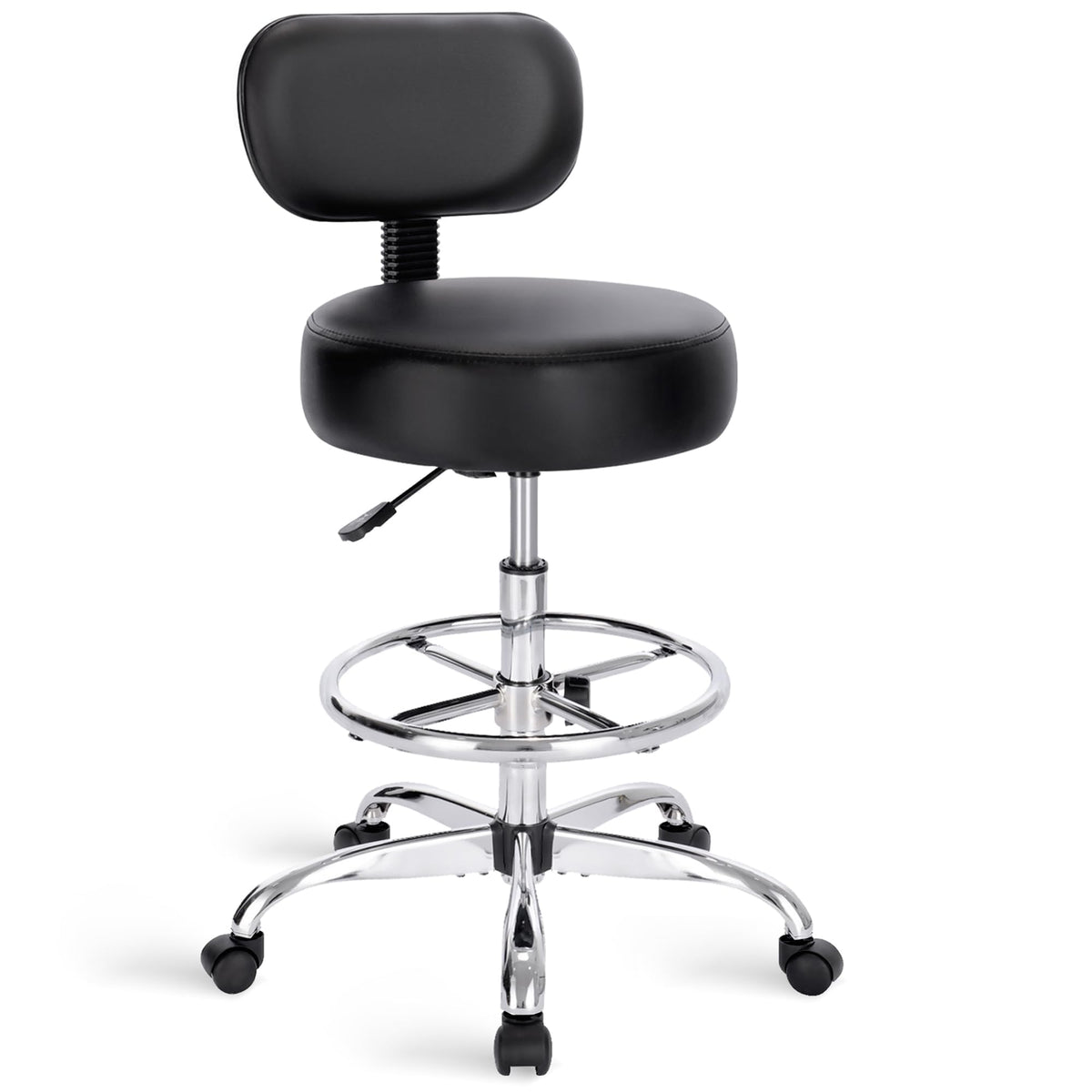 SUPERJARE Drafting Chair with Backrest, Adjustable Foot Rest Rolling Stool