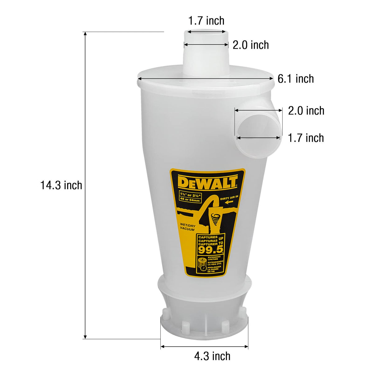 DEWALT 6 Gallon Dust Separator for Wet/Dry Shop Vacuums,DXVCS002