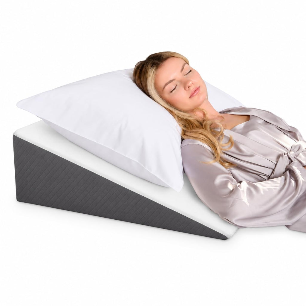 Kolbs Bed Wedge Pillow for Sleep Apnea, FSA Eligible Acid Reflux, and Back Pain Relief, with Chic Jacquard Cover - Headboard Wedges for Sleeping