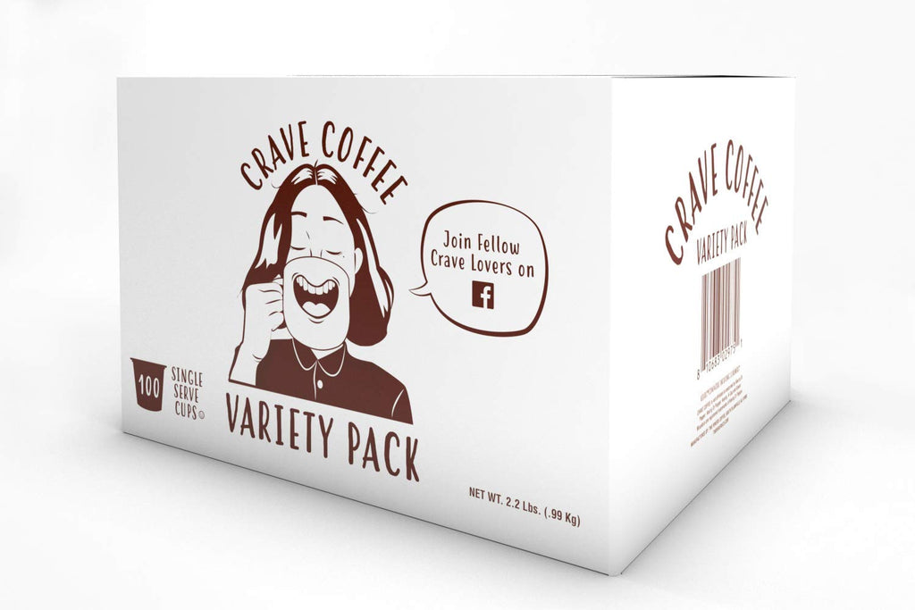 Crave Beverages Flavored Coffee Pods Sampler, Compatible with 2.0 K-Cup Brewers, Single Serve Assorted Variety Pack, 100 Count