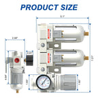 3/8" NPT Air Dryer for Compressor-Air Compressor Water Separator AC3110-03,Double Air Compressor Filter,Air Pressure Regulator Combo,5 Micron Brass