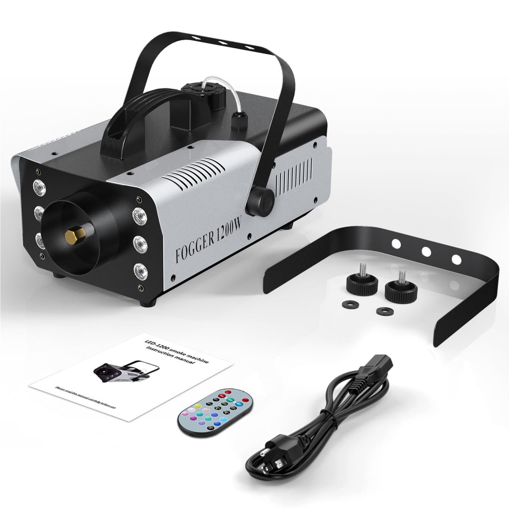 1200W RGB Fog Machine, 6 Colorful LED Lights for Smoke Machine Indoor/Outdoor Use, Perfect for Parties, Weddings, and Stage Effects