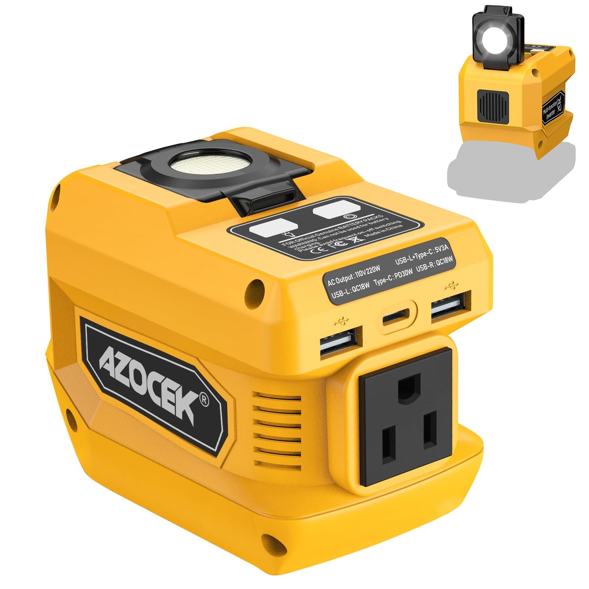 220W Power Inverter Compatible with Dewalt 20V Battery
