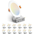 Amico 12 Pack 6 Inch LED Recessed Lighting, Canless Wafer Downlight, White