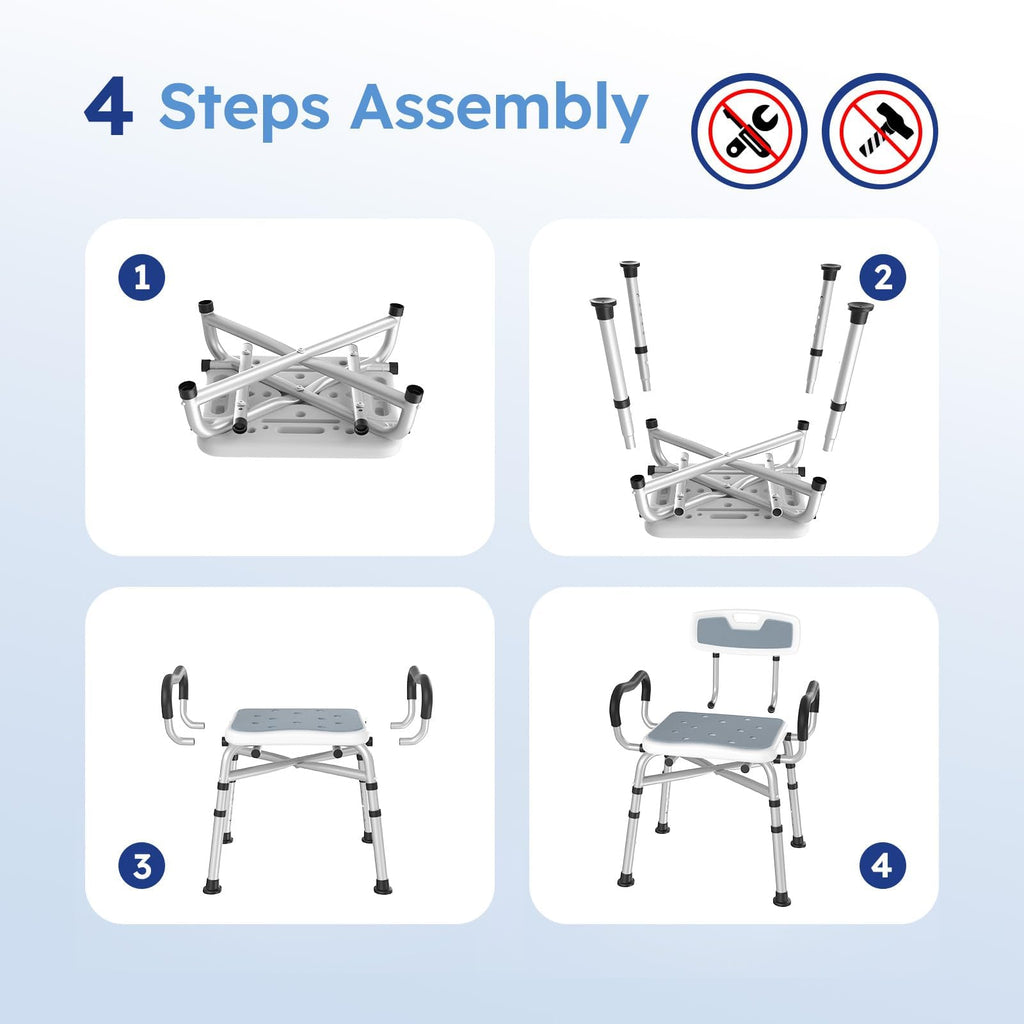 BRITULIF Shower Chair with Arms and Back for Inside Shower, 550 lb Capacity
