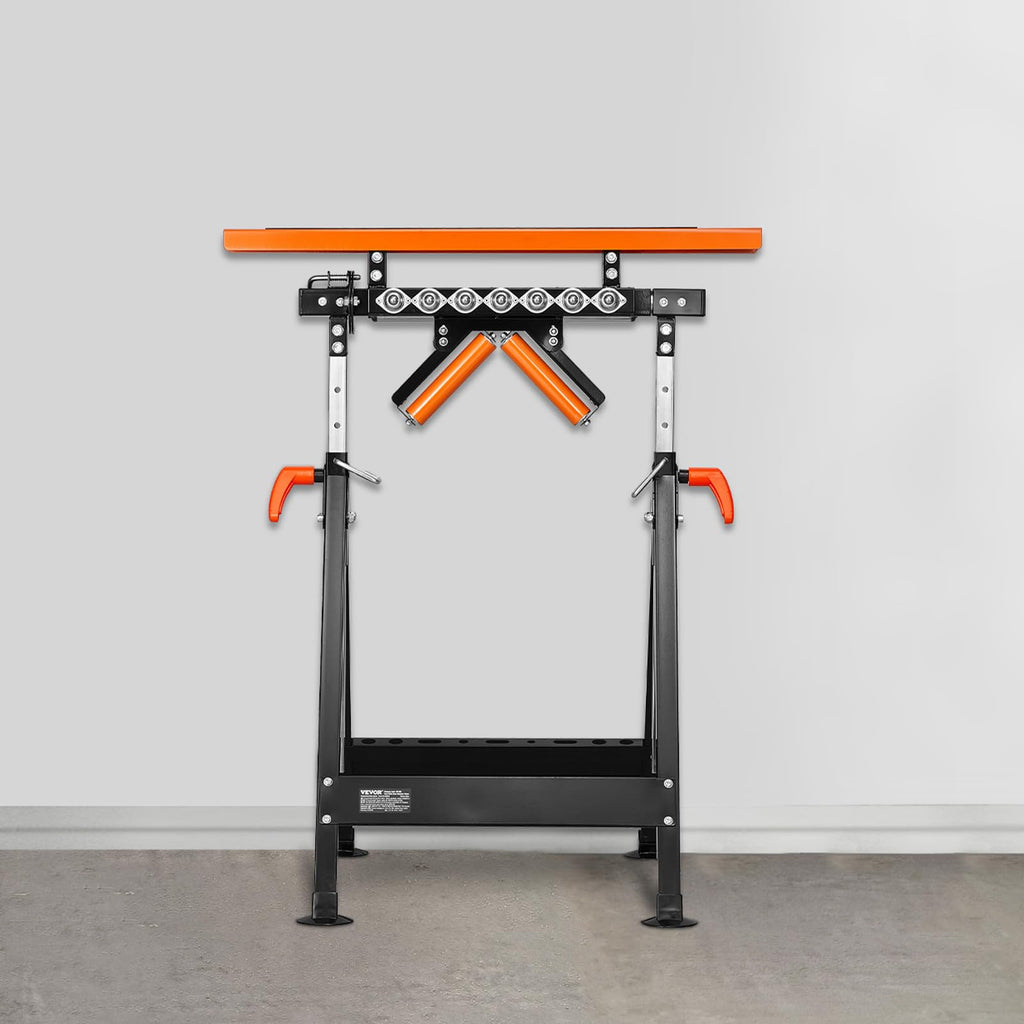 VEVOR 4-in-1 Roller Stand, 440 lb Load Capacity, 33-50 in Adjustable Height, Folding Heavy Duty with Rack & Polished Multi-Directional Roller Head