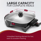 Elite Gourmet 6 Qt Electric Skillet, CERALAST™ Ceramic Nonstick Pan, 1200W