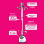 Steamfast SF-567 Full-Size Upright Garment and Fabric Steamer with Clothes Hanger, 1500W, 45-Second Heat Up, 96 Minutes of Continous Steam, 86 fl oz