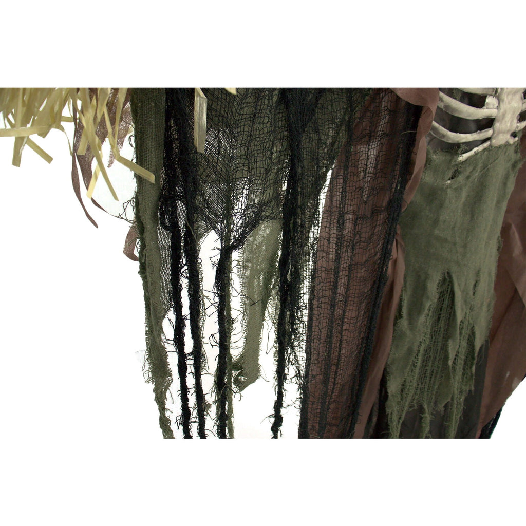 Haunted Hill Farm Life-Size Poseable 6.7-Ft. Pumpkin Scarecrow with Lights and Sound, Indoor or Covered Outdoor Halloween Decoration
