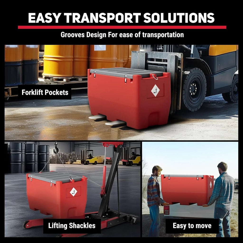 Fuel Transfer Tank, 50 Gallon, 12V DC 10.6 GPM Pump, Red