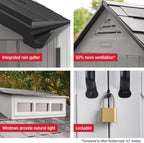 Rubbermaid Resin Outdoor Storage Shed With Floor, 7 x 7 Ft, Gray