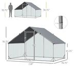 GFVCNIO Metal Coop Run With Cover, 10 x 6.5 x 6.5, Silver