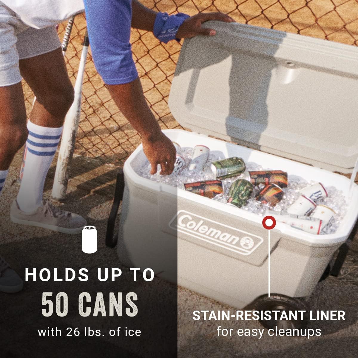 Coleman Classic Series Insulated Wheeled Cooler, 100-Quart, Rock Grey - Wheeled