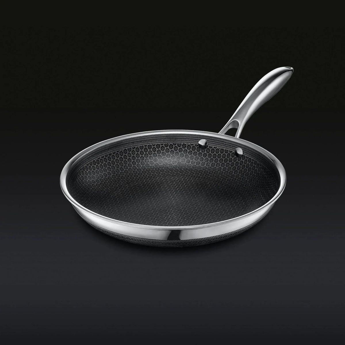 Hybrid Stainless Steel Pan Set With Glass Lids, 6-Piece, 8-Inch, 10-Inch And 12-Inch, Black