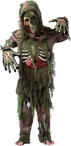Joyfy Halloween Swamp Skeleton Living Dead Zombie Costume for Boys, Scary Zombie Costume for Kids Halloween Monster Themed Party Dress Up