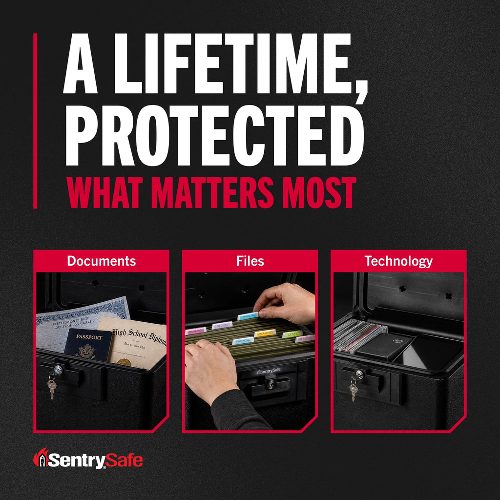 SentrySafe 1170 Fire-Resistant Document Safe with Key Lock, 0.61 CuFt., Black