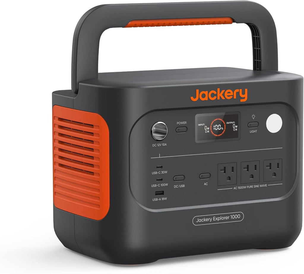 Jackery Explorer 1000 v2 Portable Power Station, 1070Wh LiFePO4, 1500W AC, 100W USB-C - Renewed