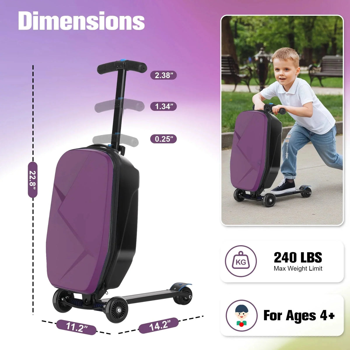 Advwin Scooter Luggage, 37 L, Pink