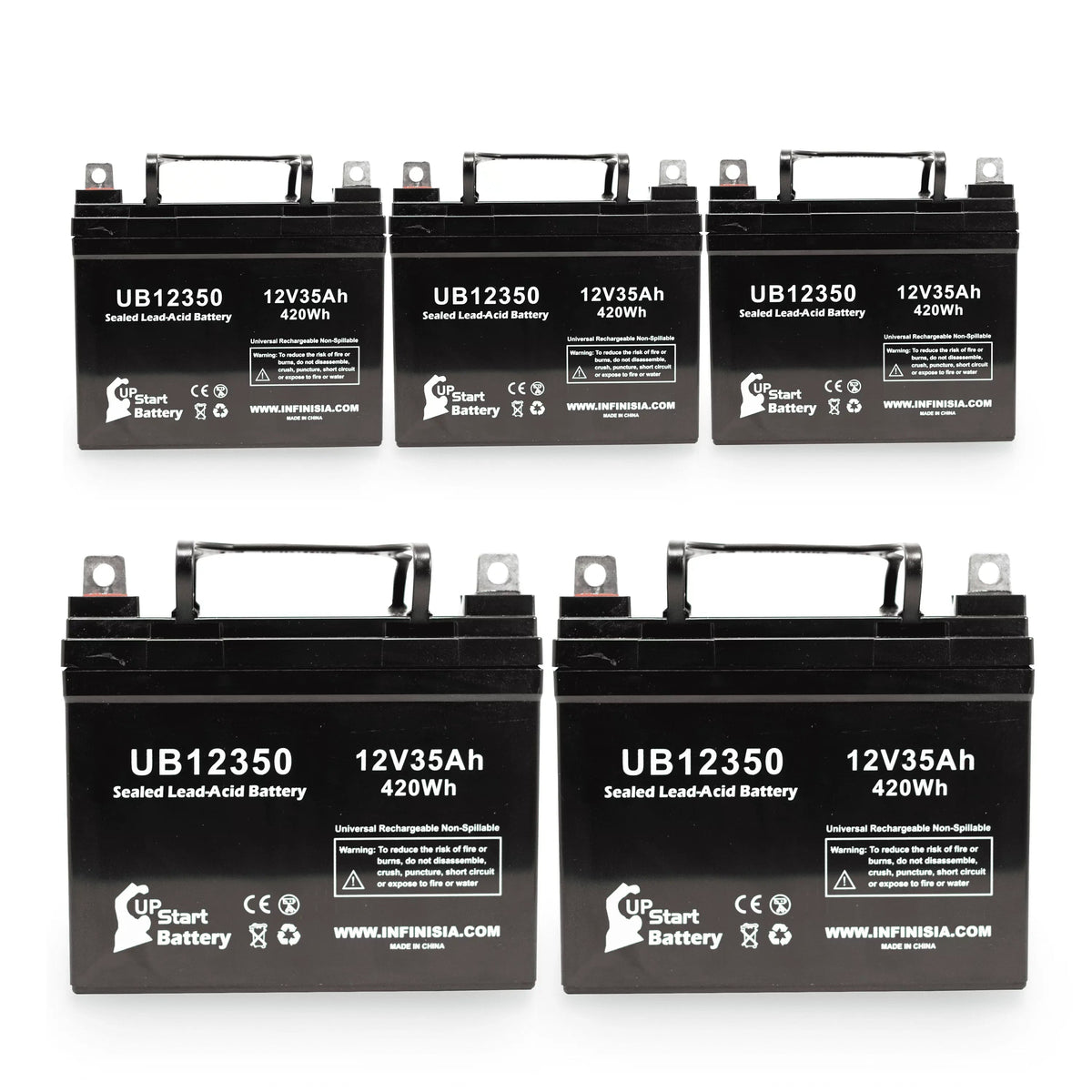 UpStart Battery Sealed Lead Acid Replacement Battery for Imc Heartway Escape H - UB12350, 12V 35Ah 35000mAh L1 Terminal, 5 Pack