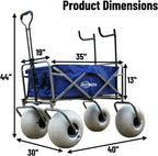 CRESTWALKER Beach Cart With 13in Balloon Wheels, Chair Racks And Pump - Beach Wagon