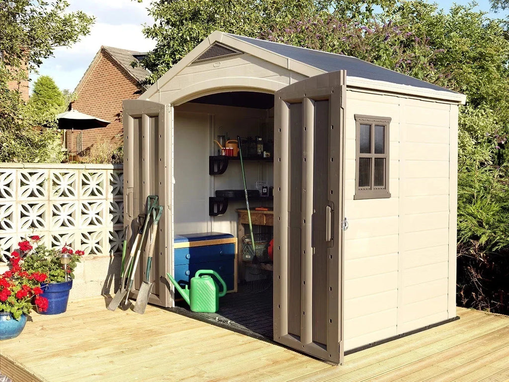 Keter Resin Outdoor Storage Shed, 8 x 11 Foot, 550 Cu. Ft., Taupe