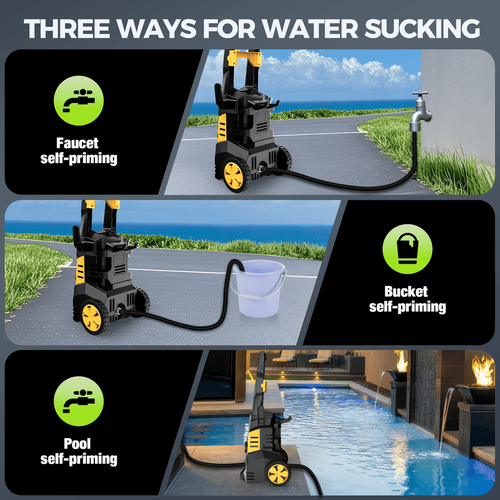 1800W Electric Pressure Washer, 5000PSI Max 3.0 GPM with 4 Nozzles, Portable High Pressure Cleaning Machine Washer with 25FT Cord, 23FT Hose, for