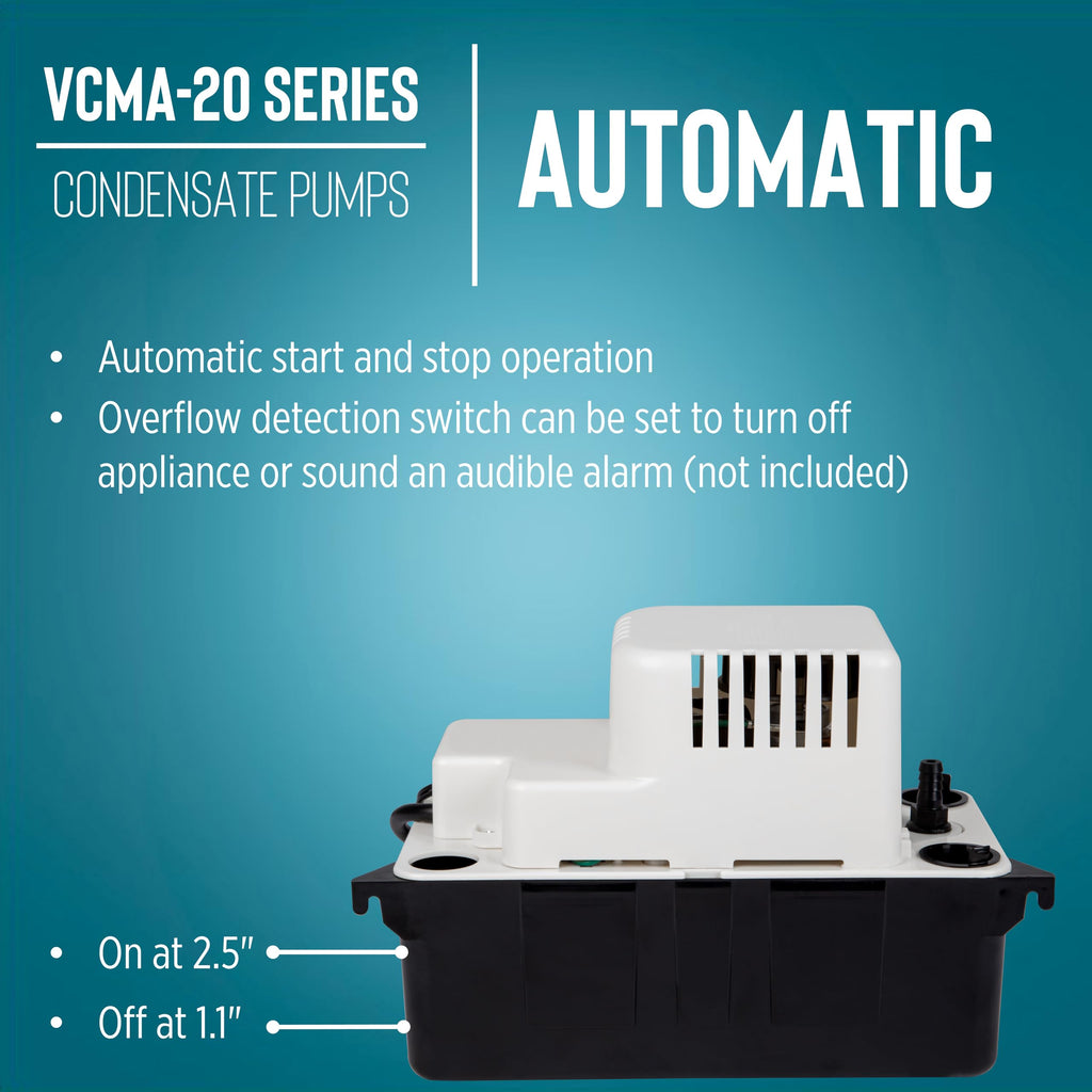 Little Giant VCMA-20ULS 115 Volt, 80 GPH, 1/30 HP Automatic Condensate Removal Pump for HVAC/Refrigeration Systems/Dehumidifiers with Overflow