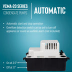 Little Giant VCMA-20ULS 115 Volt, 80 GPH, 1/30 HP Automatic Condensate Removal Pump for HVAC/Refrigeration Systems/Dehumidifiers with Overflow