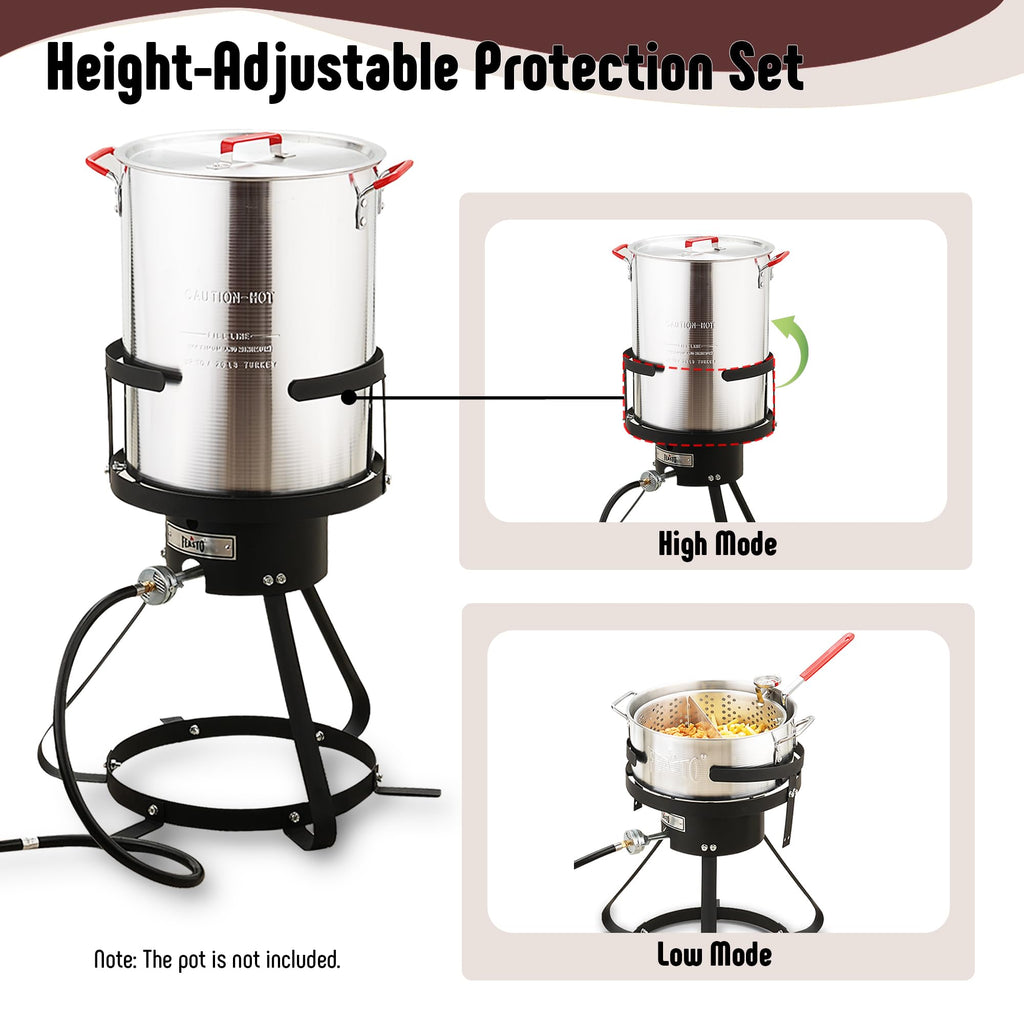 Feasto 10 Qt Outdoor Propane Gas Fish Fryer Pot Kit with Strainer Basket