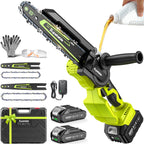 Mini Chainsaw Cordless, 8 Inch & 6 Inch Electric Chainsaw Battery Powered, 1000W Brushless Handheld Power Chain Saw with 2 Batteries, Small Tree Saw