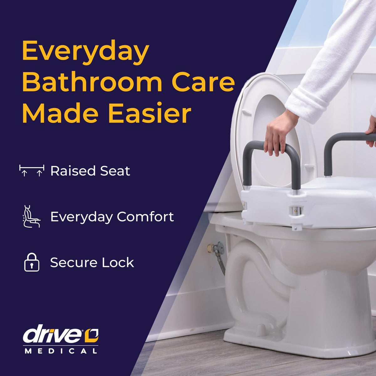 Drive Medical 2-in-1 Raised Toilet Seat with Removable Padded Arms