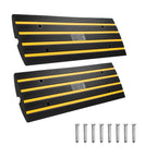 VEVOR Rubber Curb Ramps for Driveway, 2 Pack Threshold Bridge, 33069 lbs Load Capacity, 2.5" Rise, with Reflective Safety Strips, Ideal for Cars, RVs