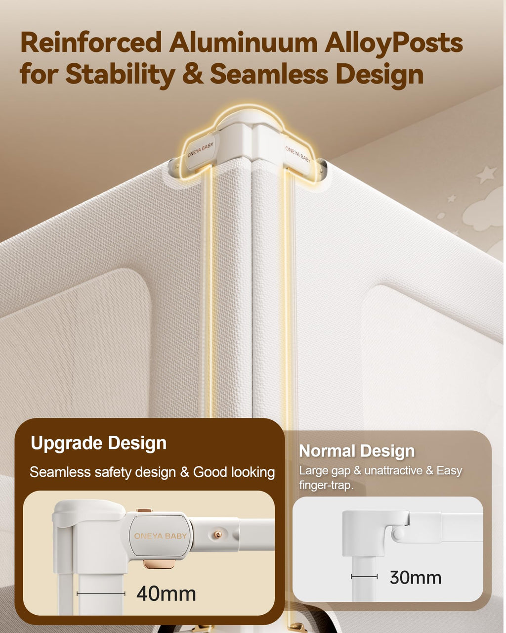 3 Piece Bed Rails for King Size Bed, No-Drill Needed Baby Bed Rail Guard