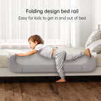 UPGOGO Folding Bed Rail for Toddlers, Grey, 71"L x 23.6" H
