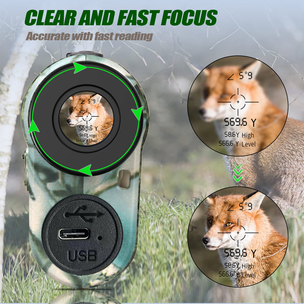REVASRI Hunting Laser Rangefinder with Rechargeable Battery 1000 Yards Hunting Range Finder with Target Acquisition Technology Easy-to-Use Clear