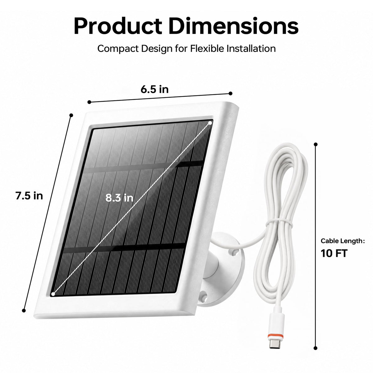 Solar Panel for Ring Camera, 2 Pack 4W Solar Charger with 10FT Cable, USB-C to Barrel Plug Adapter, Compatible with Ring Stick Up Cam Battery/Pro